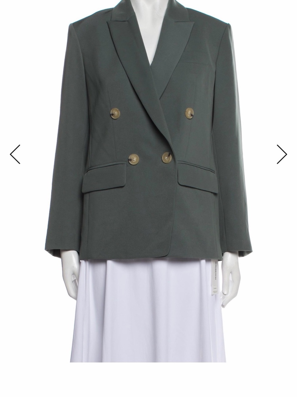 Vince Double-Breasted Dark Green Blazer with Gold Buttons